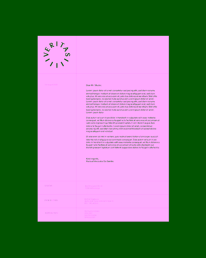 VERITAS letterhead on a black background