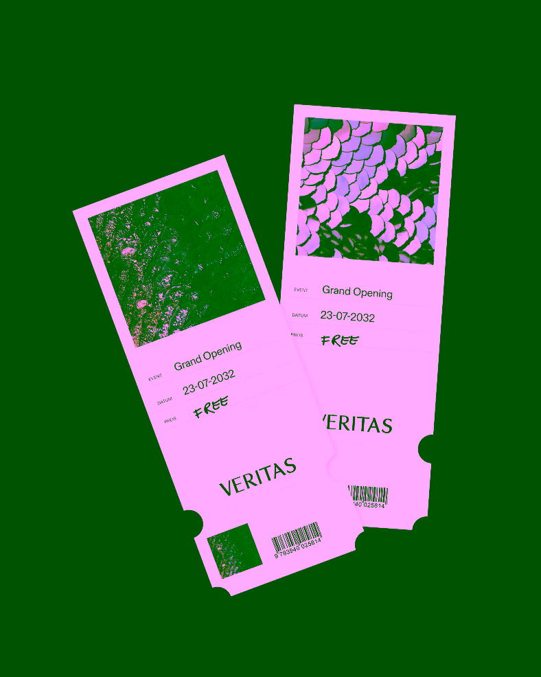Two VERITAS tickets on a black background