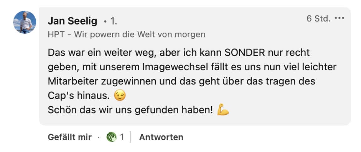 Kommentarfeld einer Person auf LinkedIn.