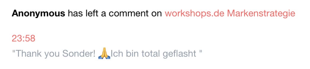 Kommentar: Danke! Bin total geflasht von Workshop.